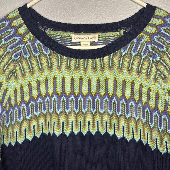 Coldwater Creek Blue Knit Sweater Peacock Crew Neck Size 1X - Picture 2 of 9